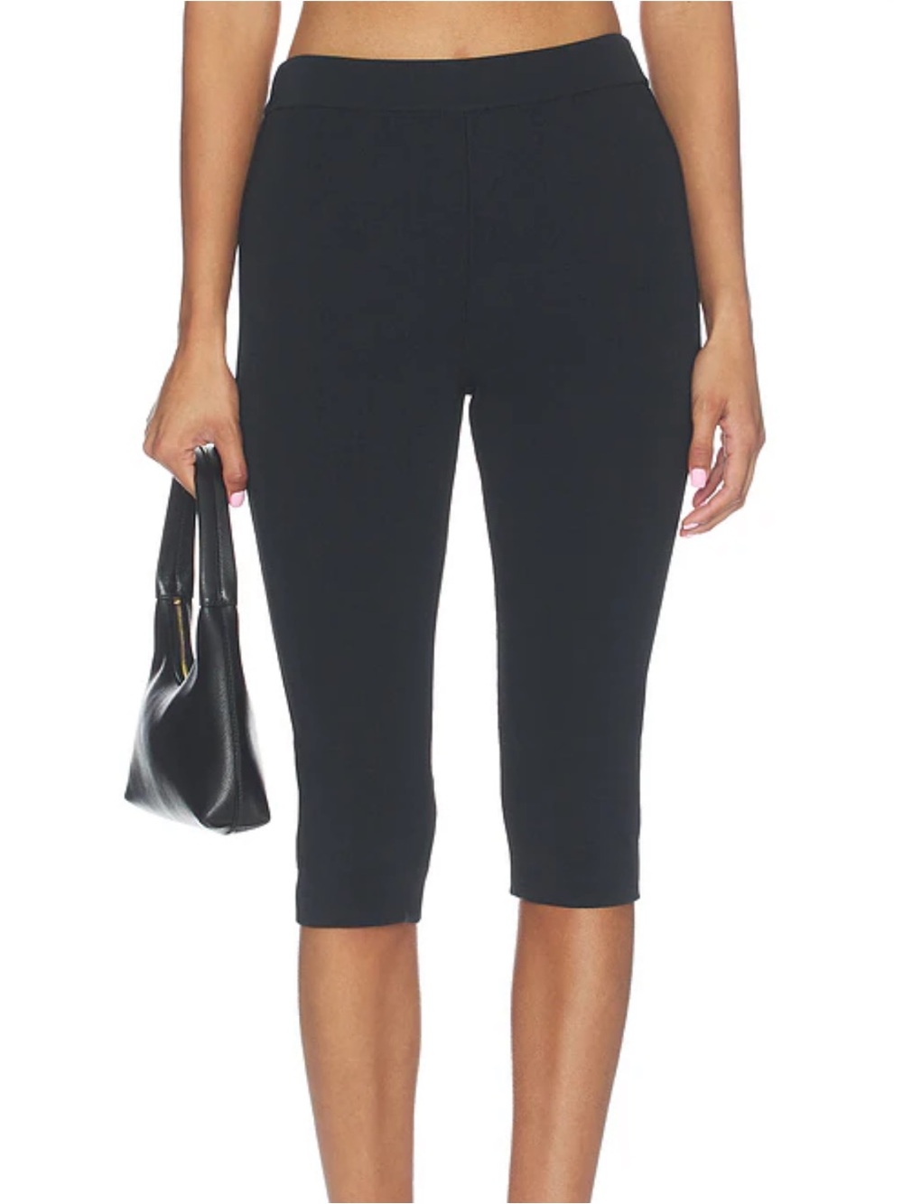 NWT SKIMS REFINED KNIT HIGH WAIST CAPRI Obsidian black leggings cropped